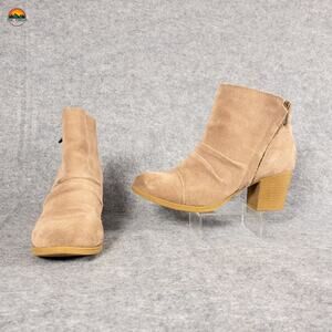 Skechers Ankle Booties Brown Suede Leather Side Zip Block Heel Women's Size 7